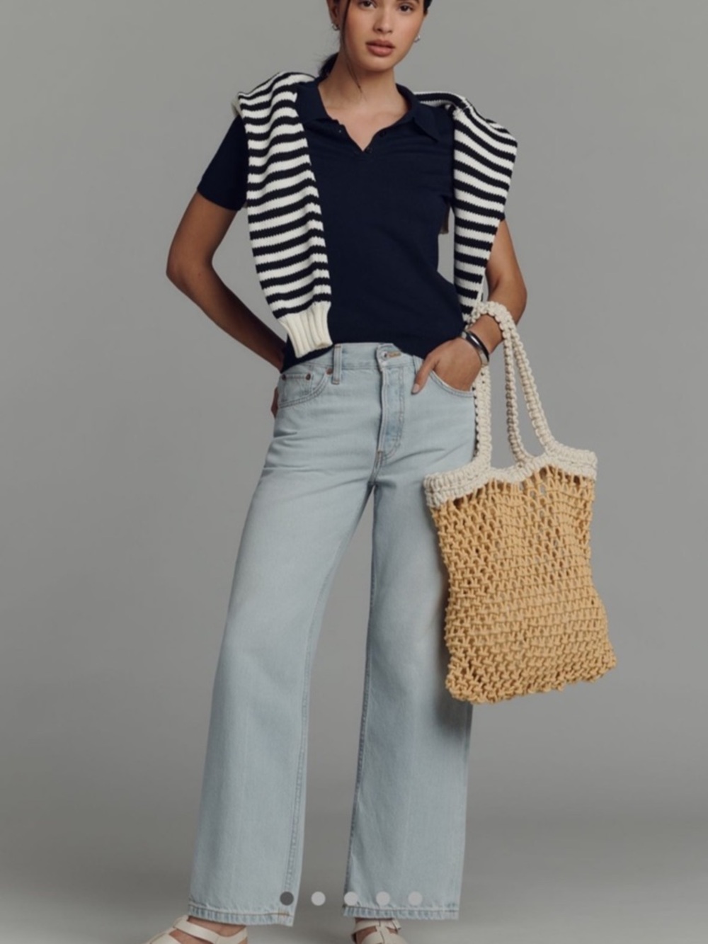 Re/Done Loose Wide Leg Crop in Color Big Sur